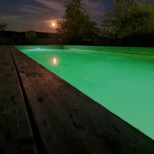 Underwater lighting in the Holc natural pool